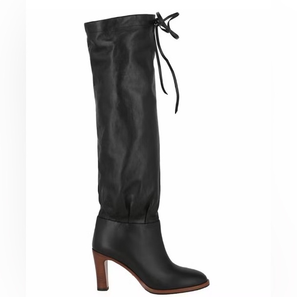 Gucci Shoes - Authentic New Never Used Gucci Black Leather Boots with Brown Heel